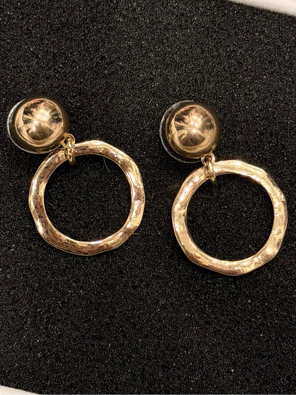 YSL style vintage gold tone metal earrings